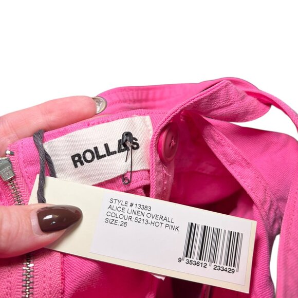 Rolla’s Alice Linen Overall Hot Pink Wide Leg Jumpsuit Size 26 - Picture 8 of 8